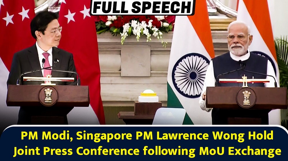 PM Narendra Modi, Singapore PM Lawrence Wong Hold Joint Press Conference following MoU Exchange